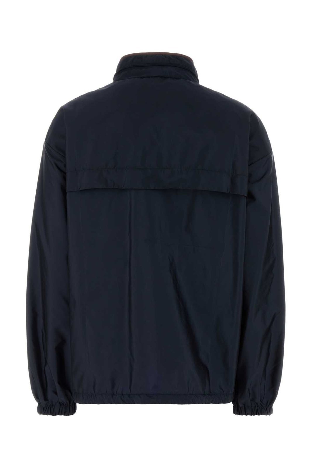 Prada Re-nylon Windbreaker High Collar In Black