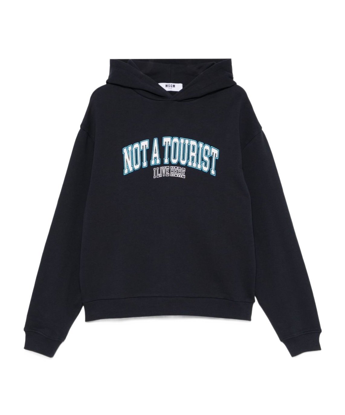 Msgm Cotton Hoodie With Print In Black