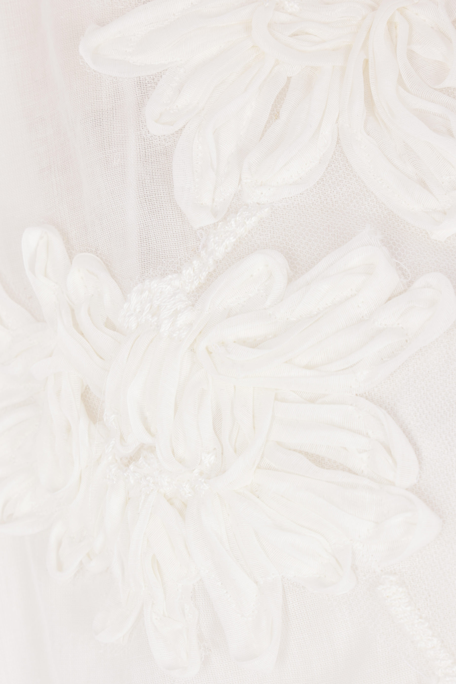 Ermanno Scervino Handmade Ribbon Floral Embroidery Oversized Muslin Shirt In White