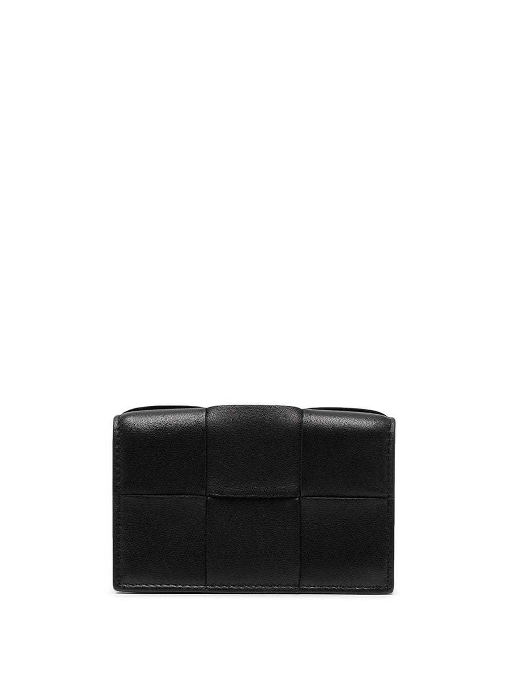 Bottega Veneta Maxi Intrecciato Card Case In Black