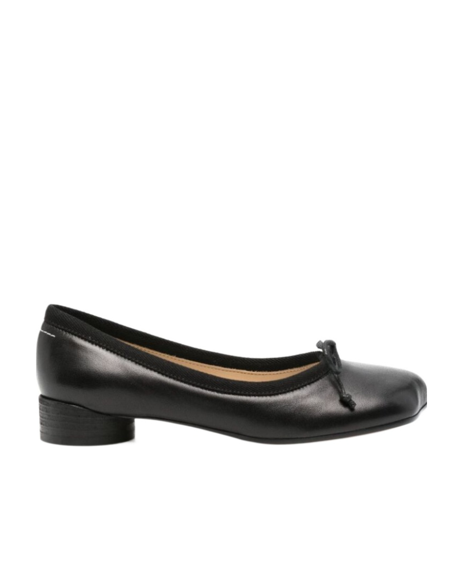 Shop Mm6 Maison Margiela Anatomic Leather Ballerina Shoes In Black