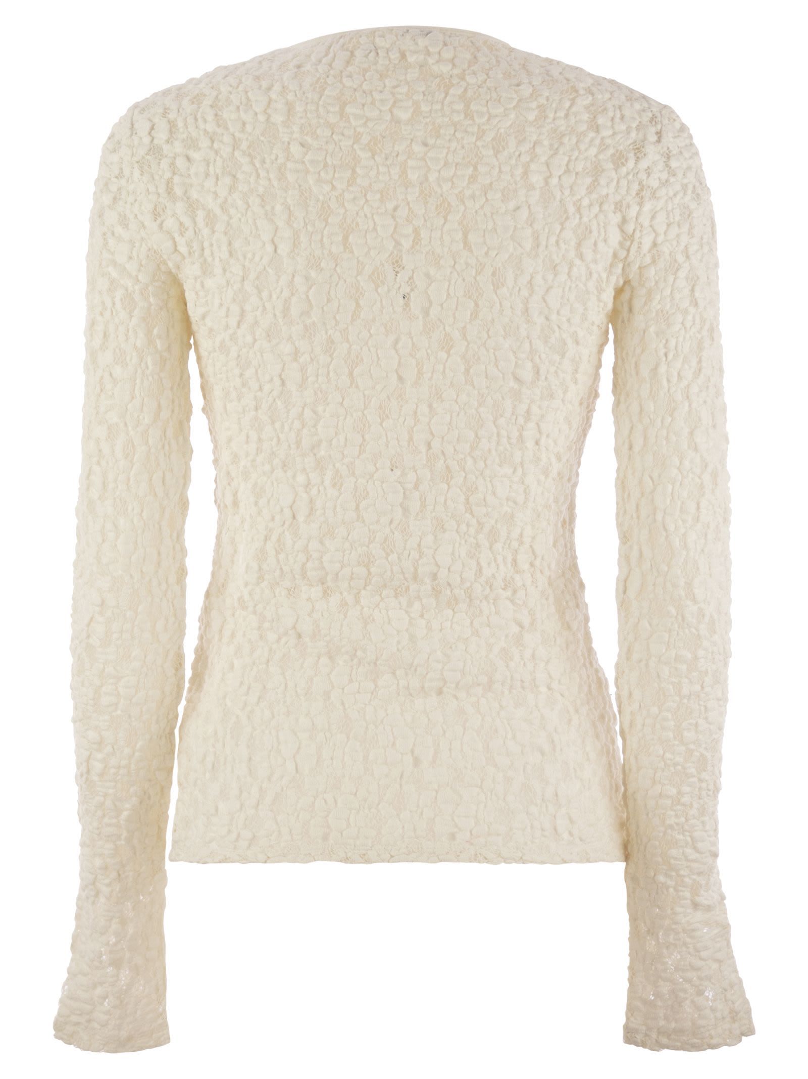 Max Mara Studio Gennaio - Tight-fitting Cloqué Lace Jersey In Neutral