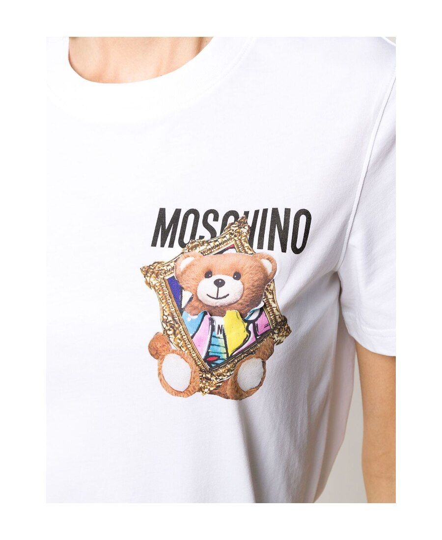 Moschino Teddy Bead Detailed Crewneck T-shirt In White