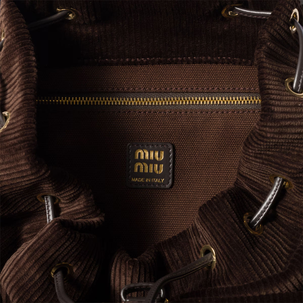 Miu Miu Logo Backpack In Brown