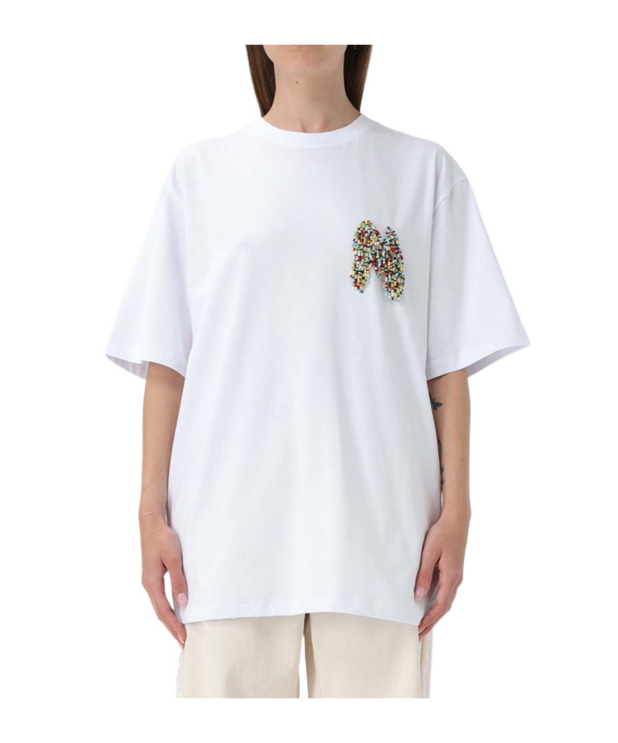Msgm Bead-logo Cotton T-shirt