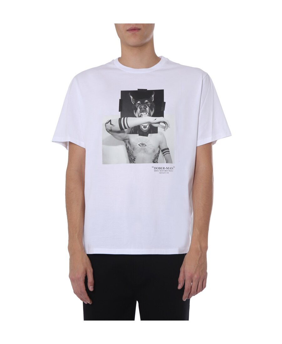 Neil Barrett Printed T-shirt With Round Neck In White