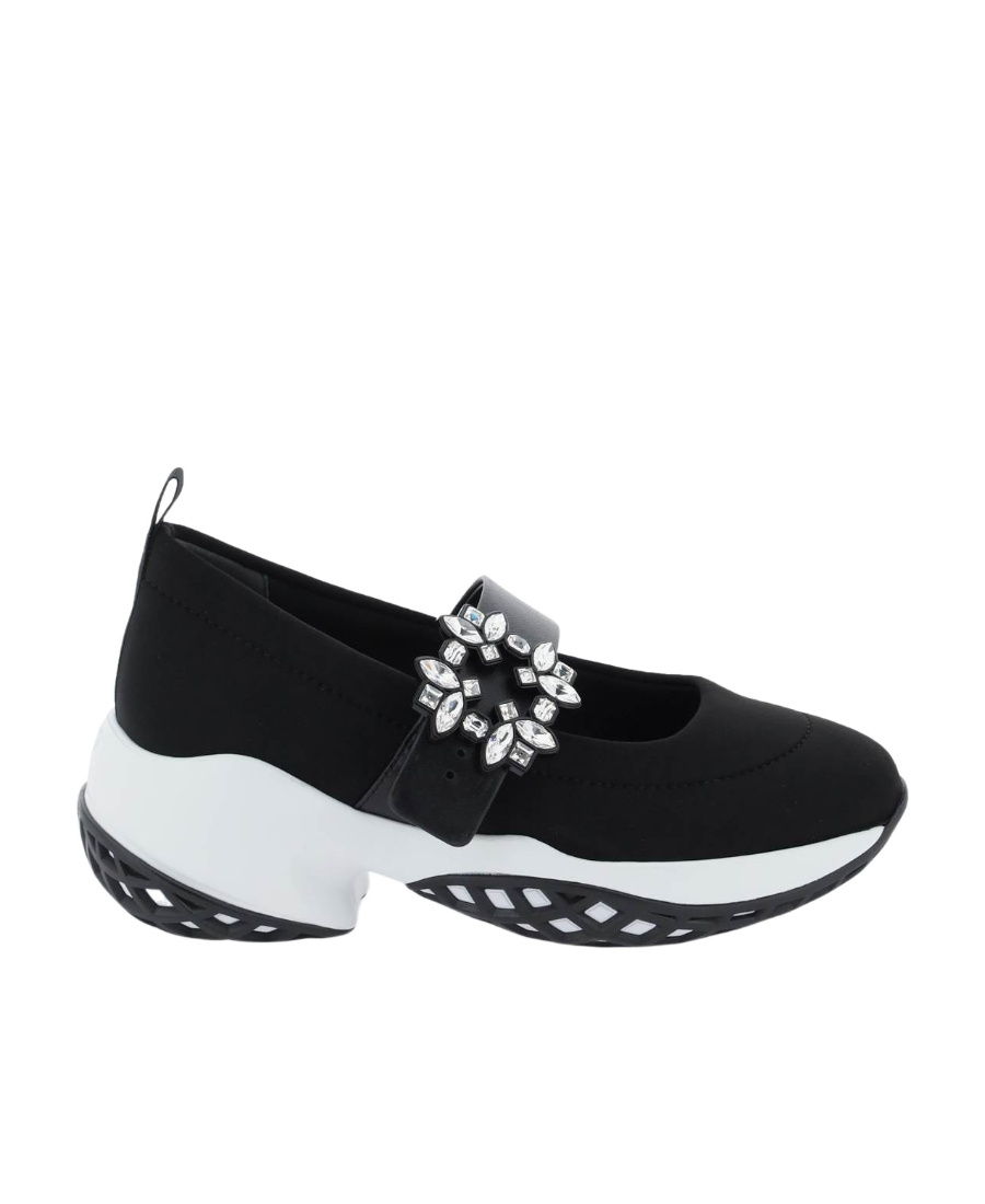 Roger Vivier Viv Run Strass Buckle Hybrid Slip Ons In Black