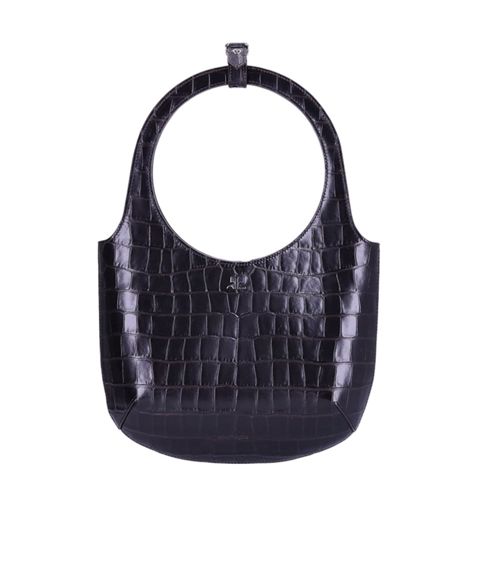 Courrèges Holy Crocodile-effect Tote Bag In Black