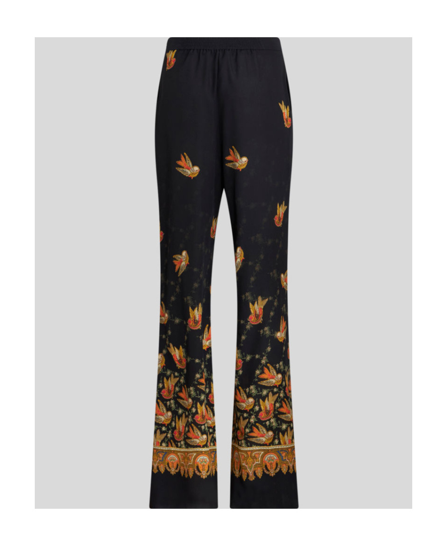 Etro Printed Crêpe De Chine Palazzo Trousers In Black