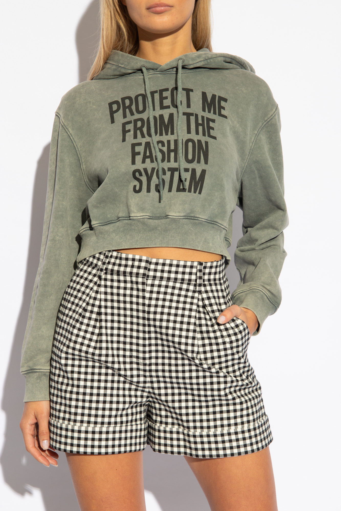 Shop Moschino Pull Rope Hooded Sweater In Gray