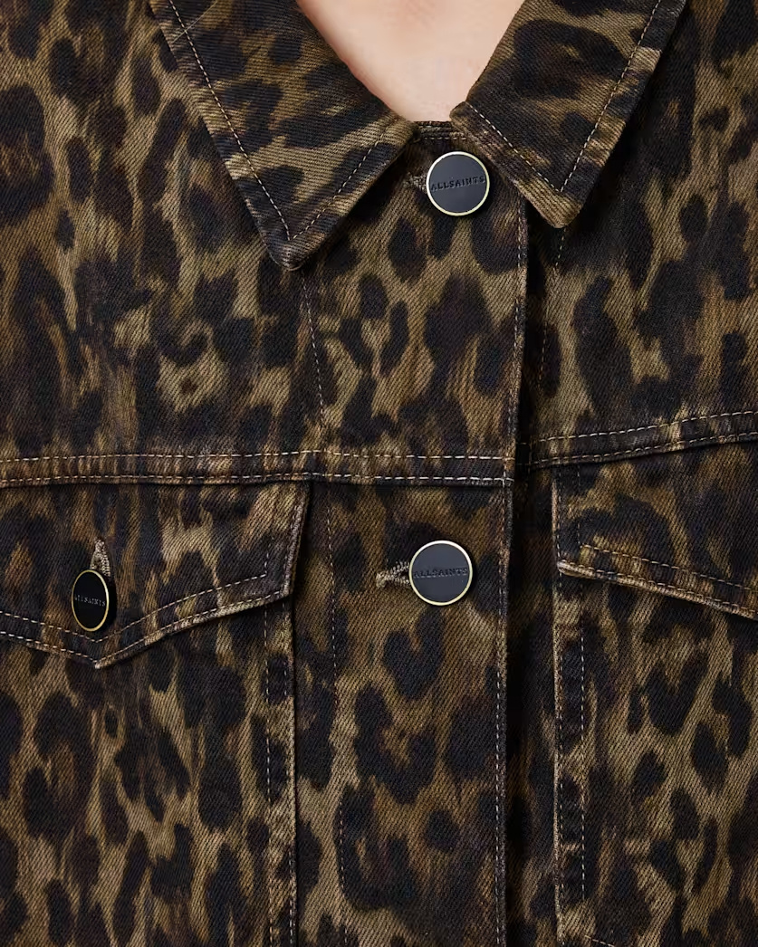 Allsaints Willow Leopard Print Denim Jacket In Animal Print