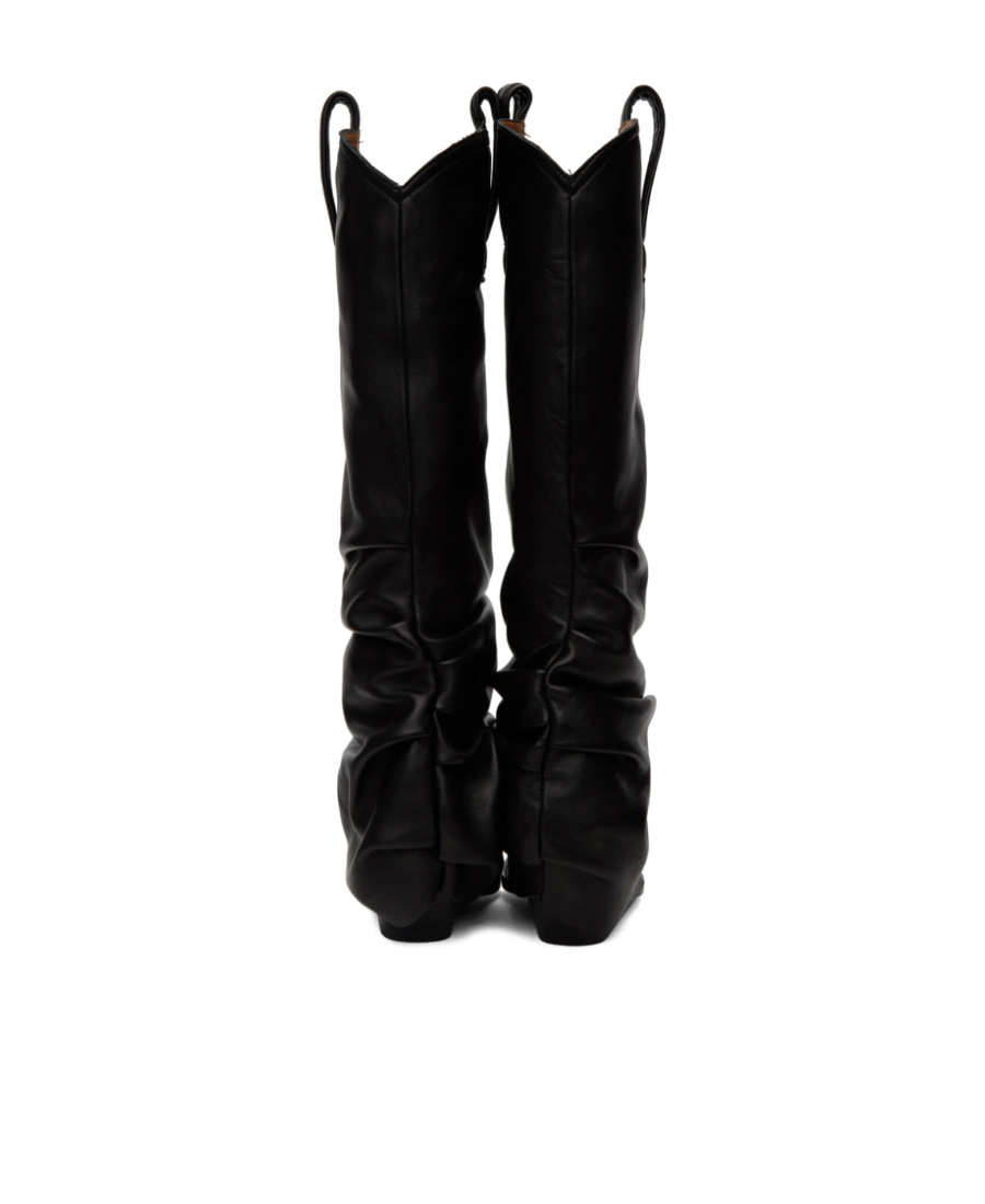 R13 Xx Knee Hgh Westrn Draped Boot In Black