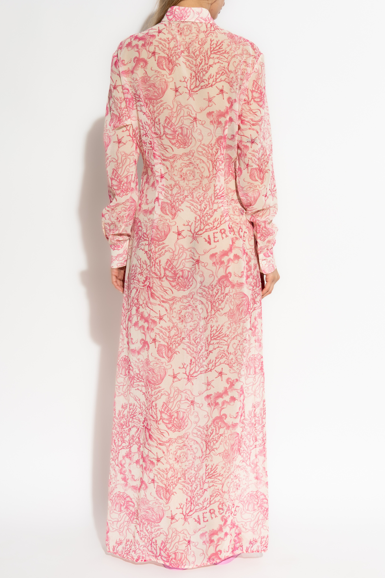 Versace Underwater Barocco Long Sleeve Cover-up Shirtdress