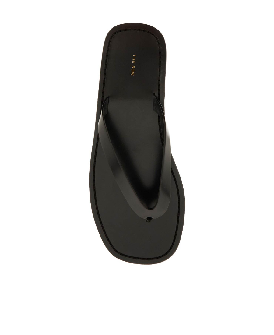 Shop The Row Thong-strap Leather Flip Flops In Black