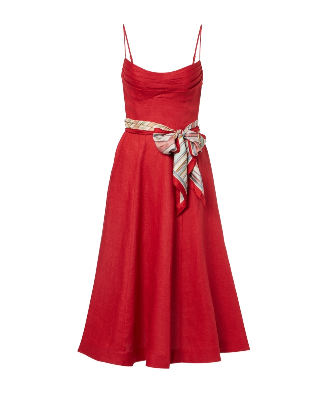 Zimmermann Rebellion Linen Midi Dress In Red