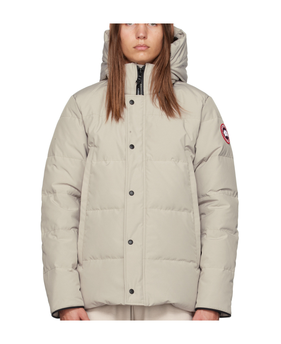 Canada Goose Wyndham Logo Hooded Down Jacket In Nude