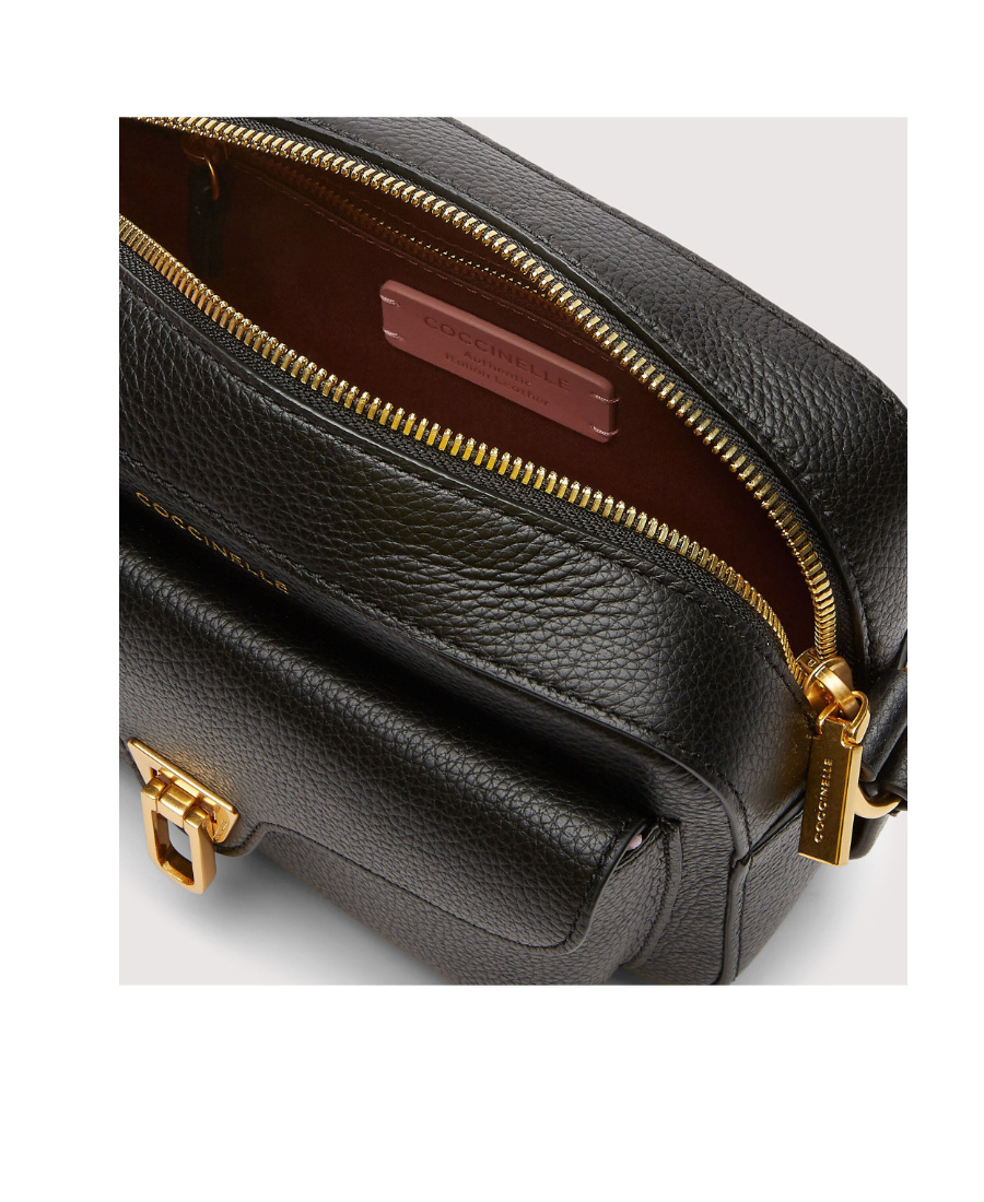 Coccinelle Beat Logo Stamp Small Shoulder Bag In Black