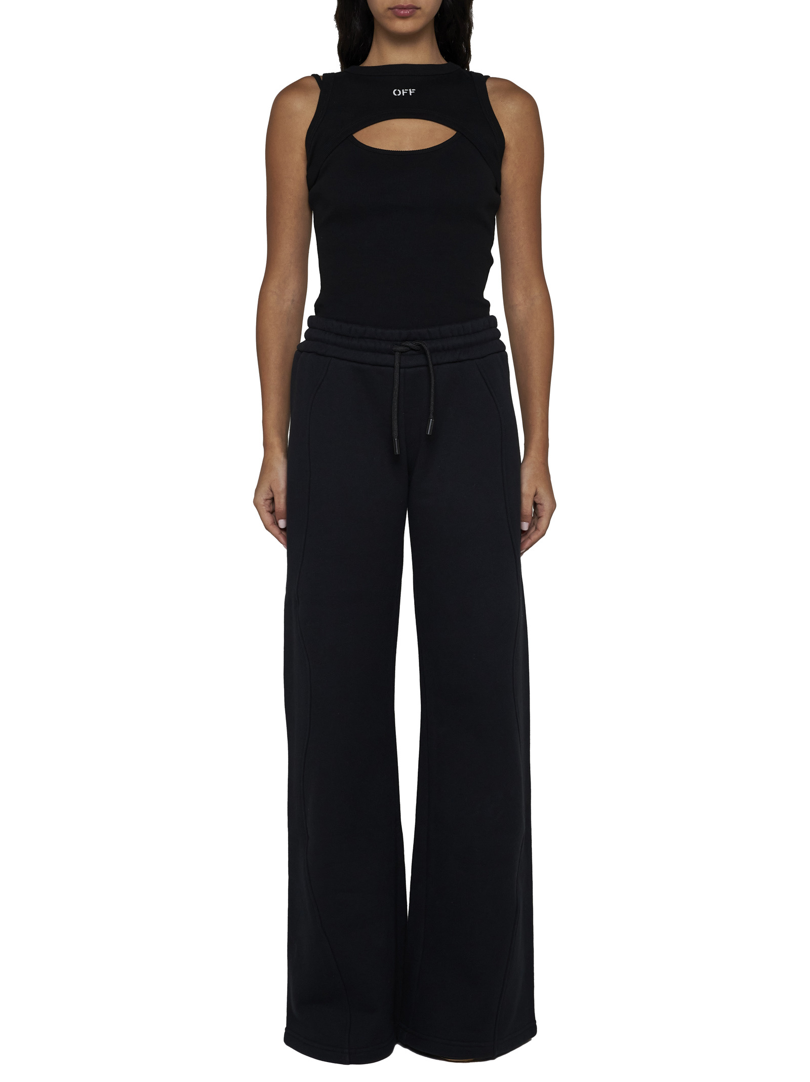 Off-white Layered Sleeveless Top With In Black
