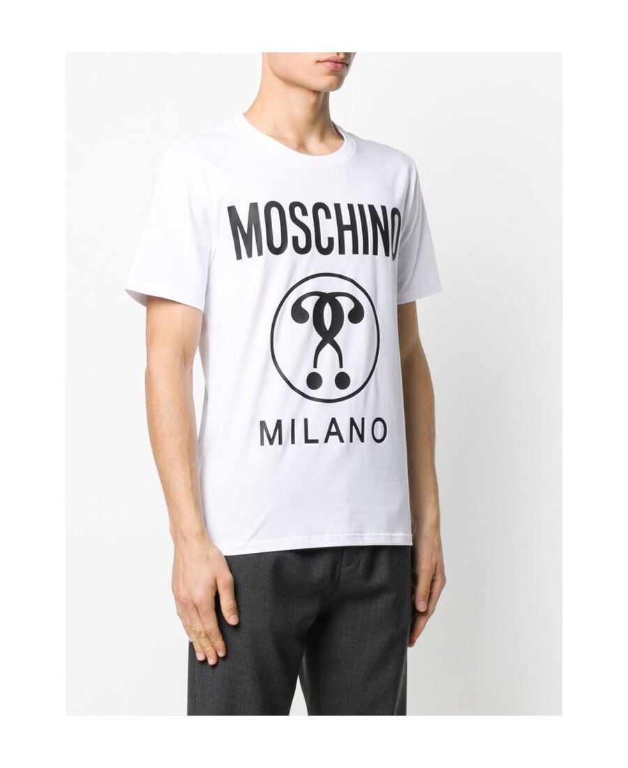 Moschino Cotton T-shirt With Double Question Mark Logo In White
