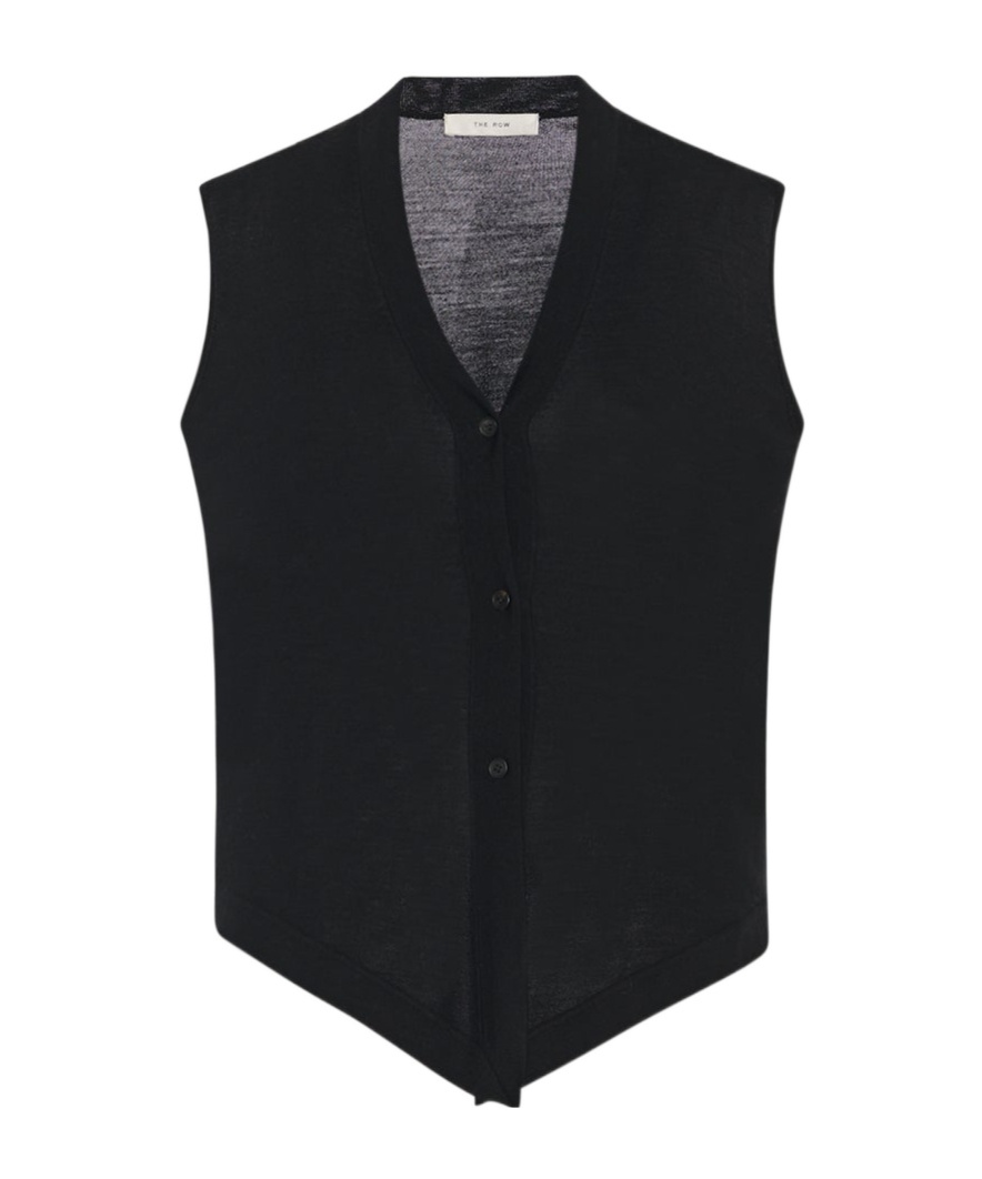 The Row Harrell Wool Knit Vest In Black