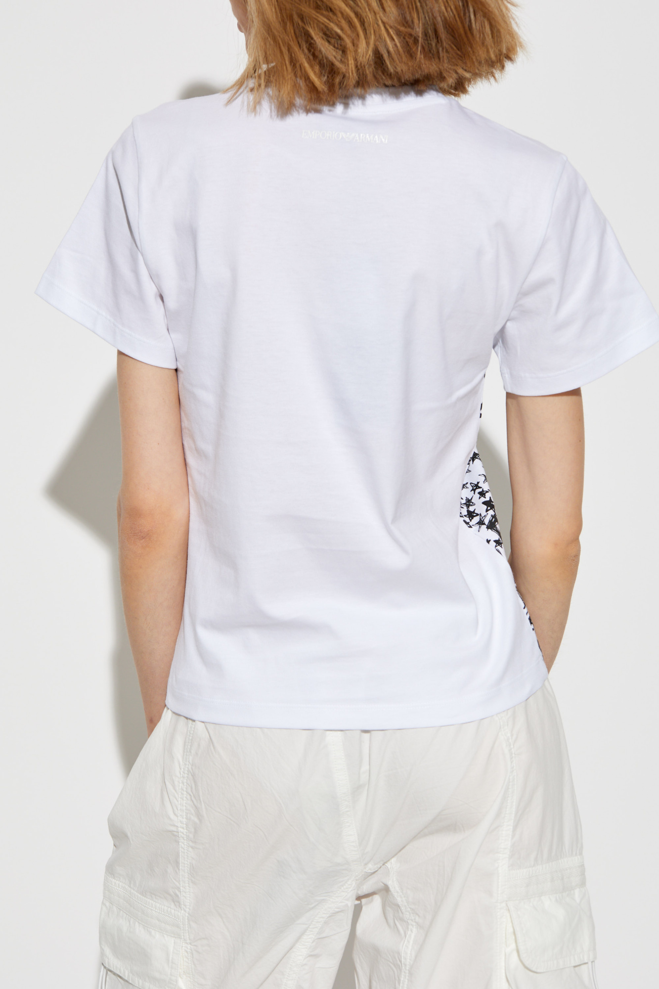 Shop Emporio Armani Star-print Cotton T-shirt In White