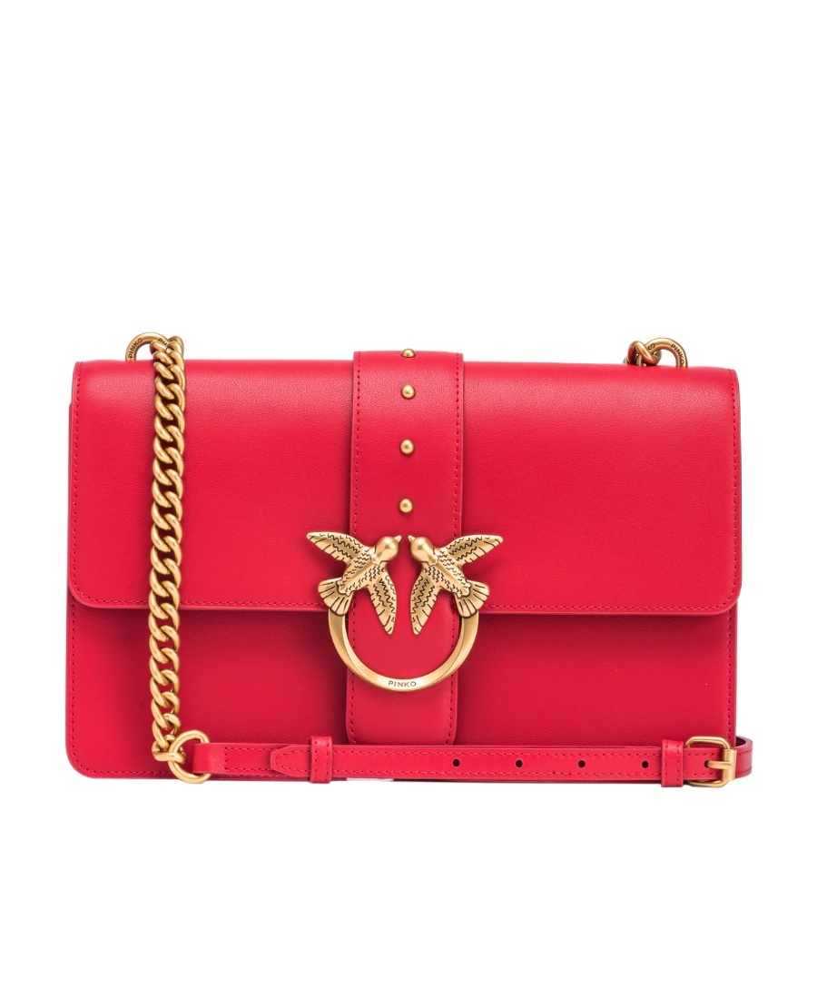 Pinko Love One Classic Foldover Top Crossbody Bag In Red