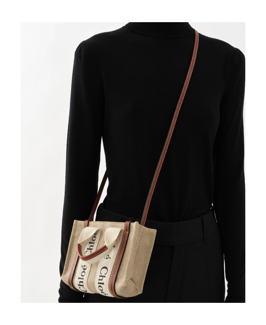 Shop Chloé Woody Tote Bag In Nude