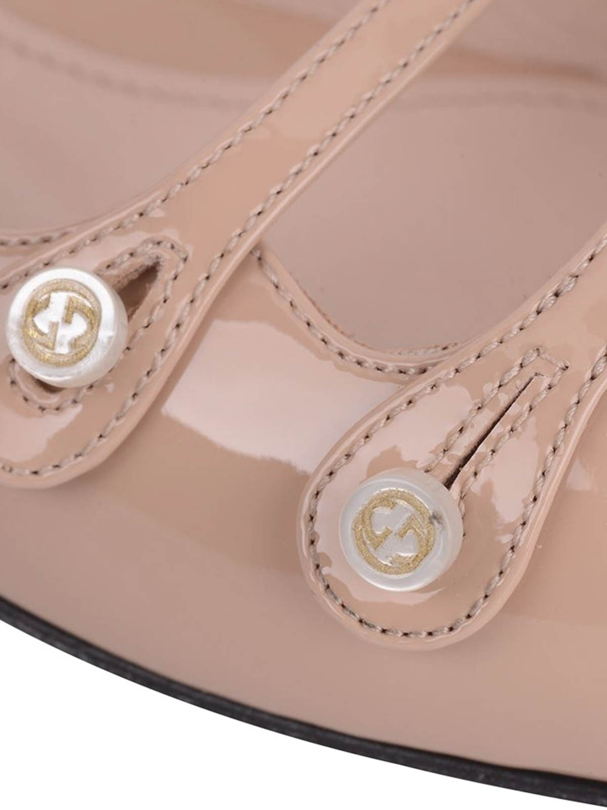 Gucci Logo Button Flat Shoes In Pink