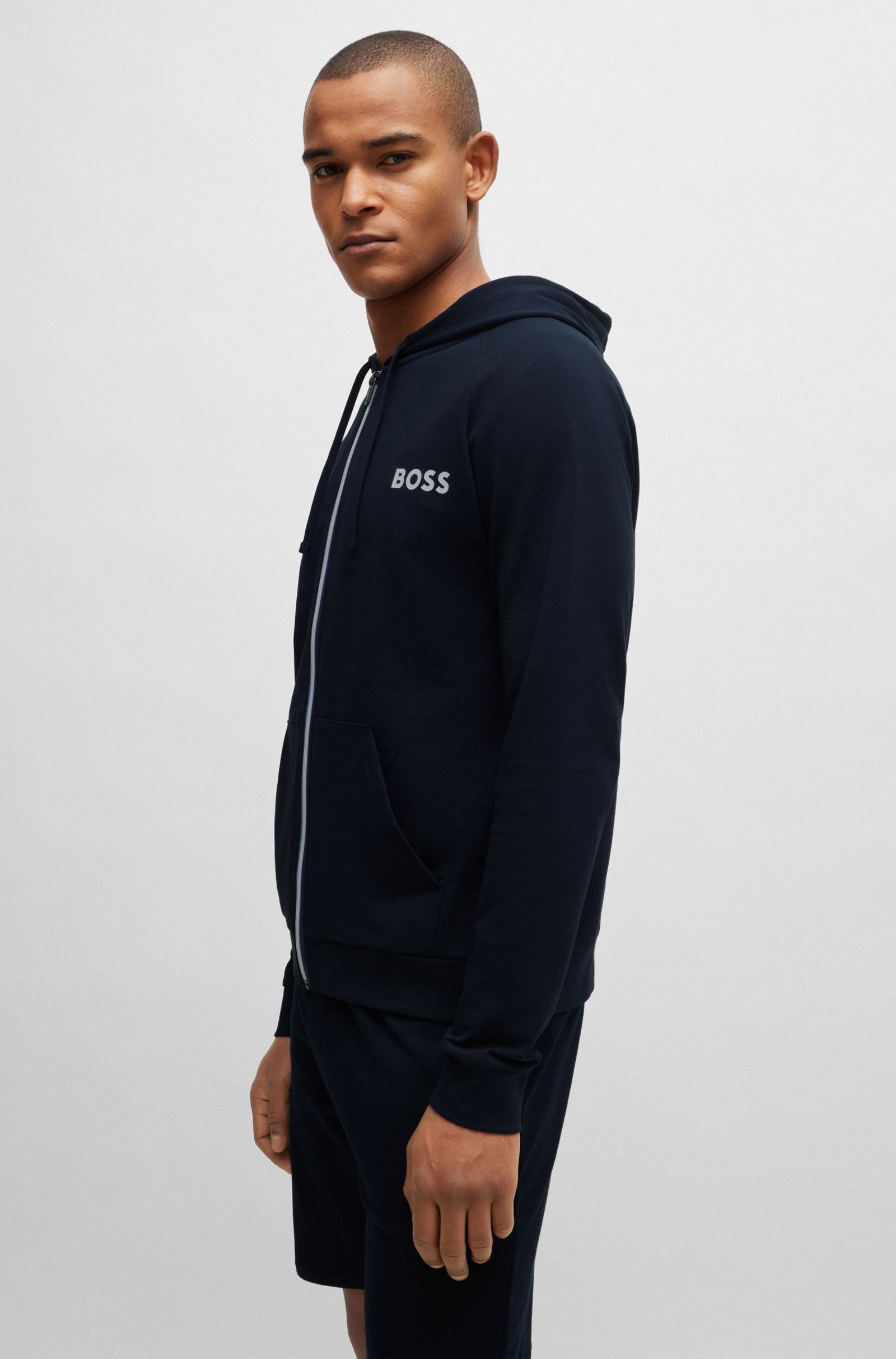 Hugo Boss Logo Hooded Sweater In Black