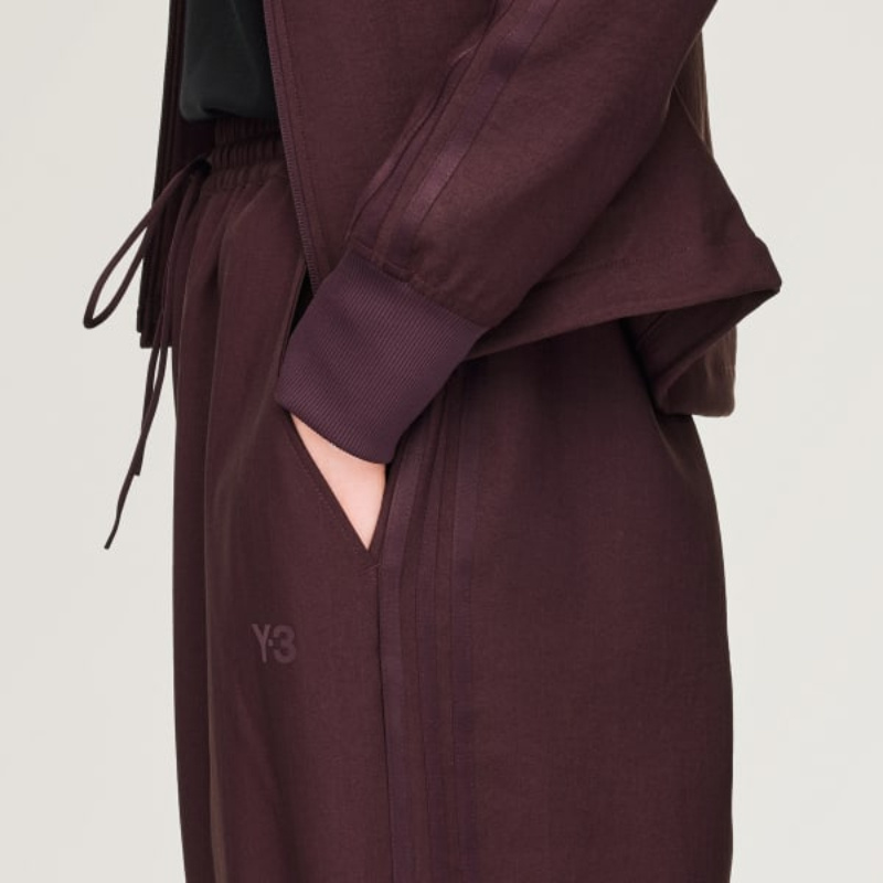 Y-3 3-stripes Track Pants In Burgundy
