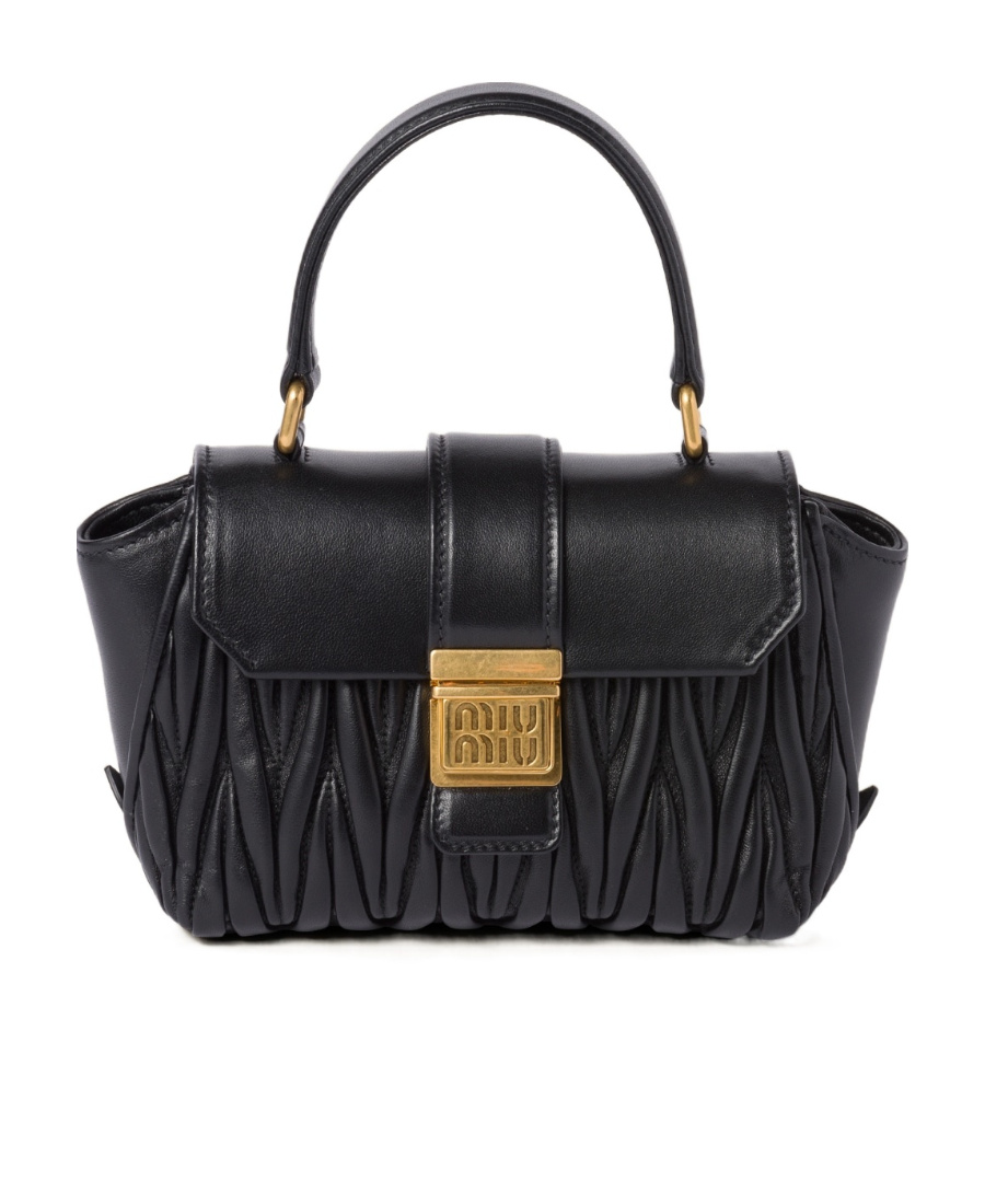Miu Miu Black Leather Handbag In Black