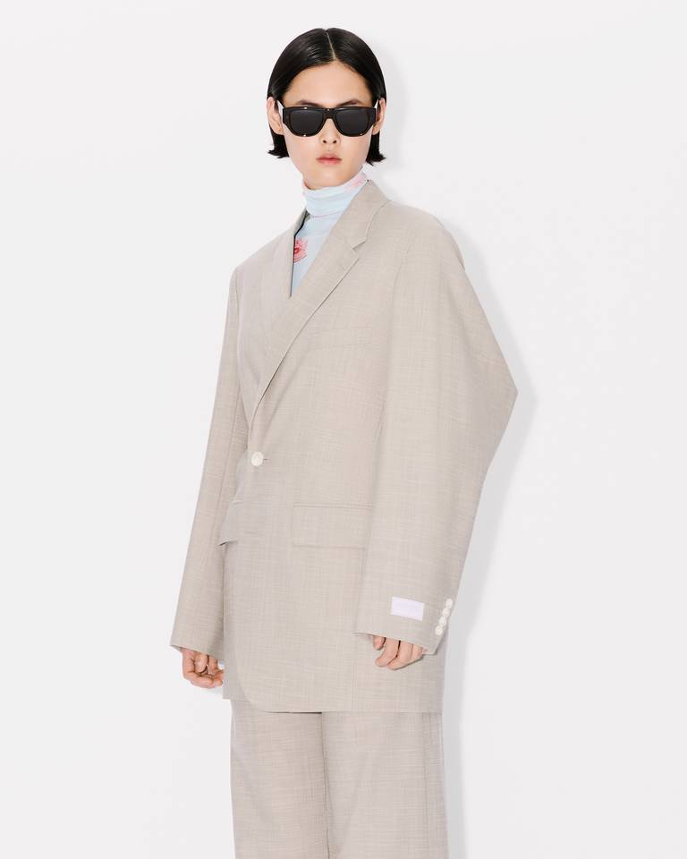 Kenzo Long-sleeved Wool Suit Jacket In Nude