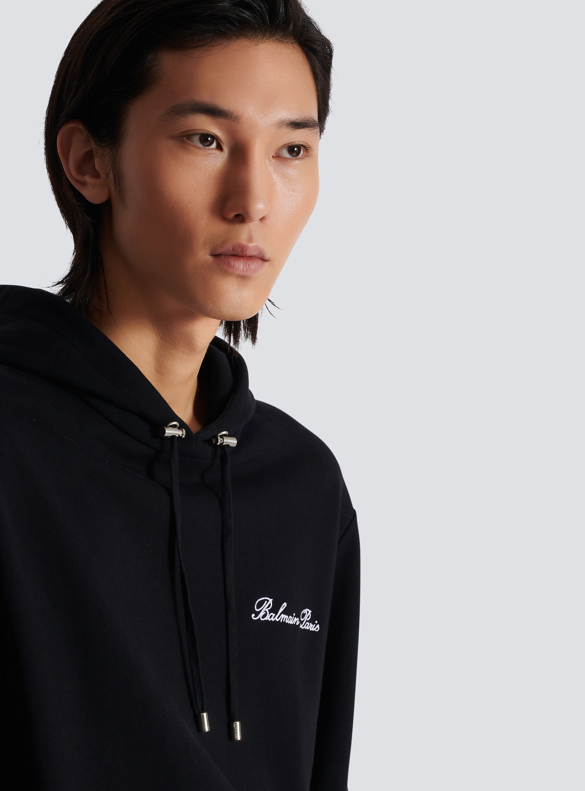 Balmain Signature Hooded Sweatshirt In Black