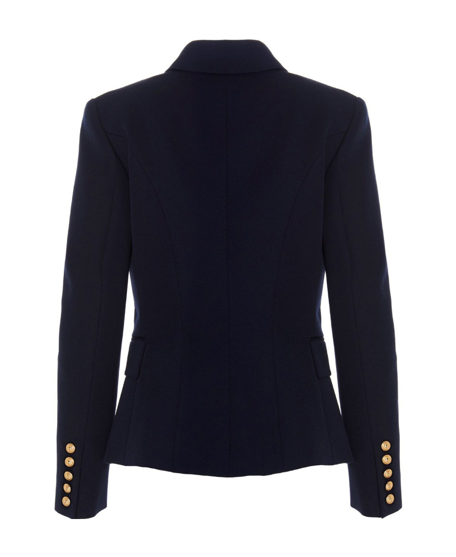 Shop Balmain Double-breasted Wool Blazer In Black