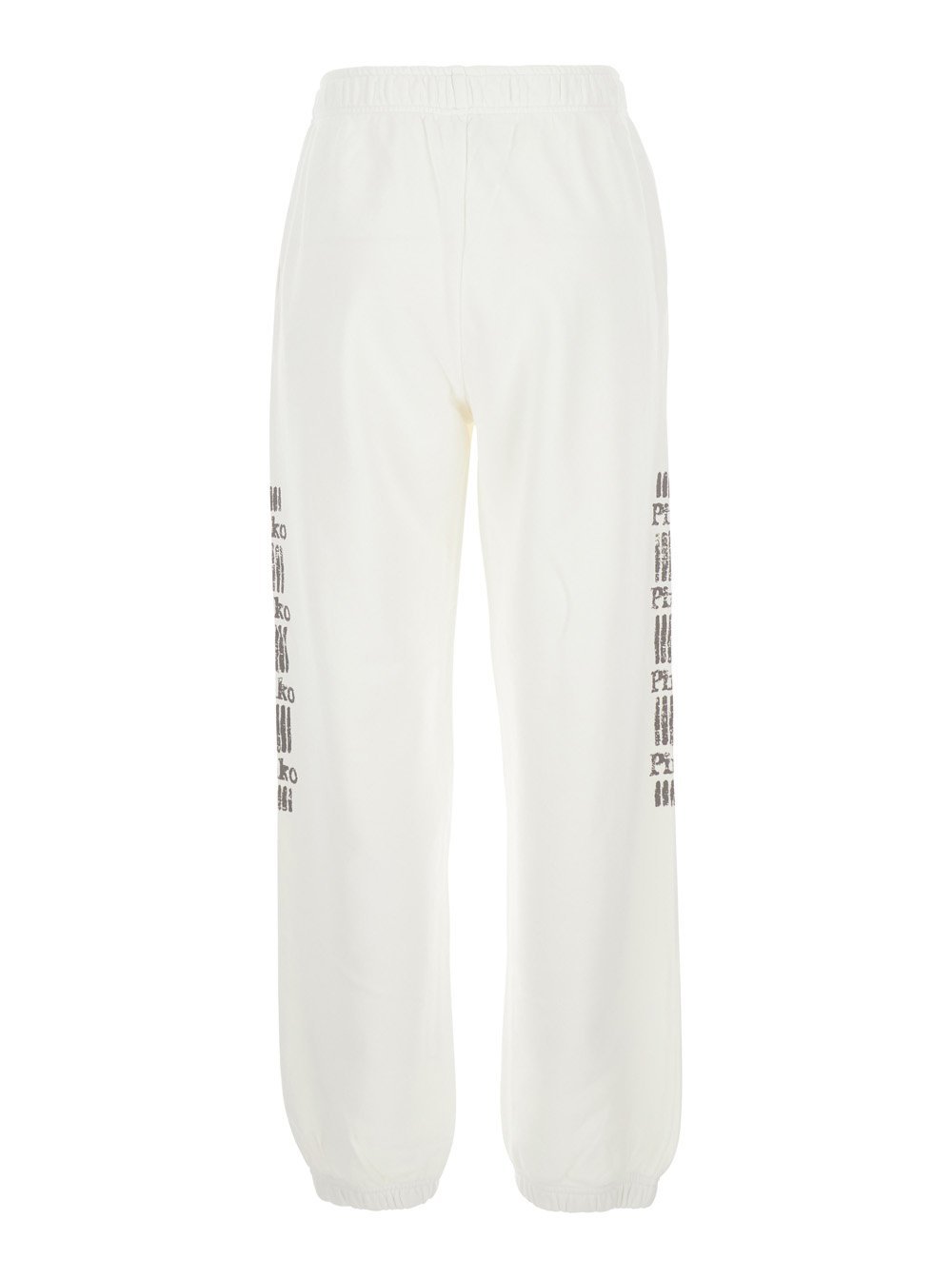 Pinko 'plumcake' White Pants With Elastic Drawstring Waist And Side Print In White