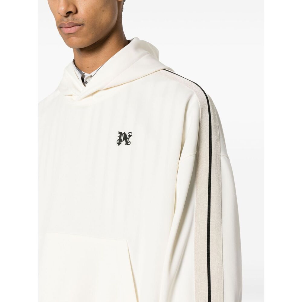 Palm Angels Monogram Embroidered Hooded Sweatshirt In White