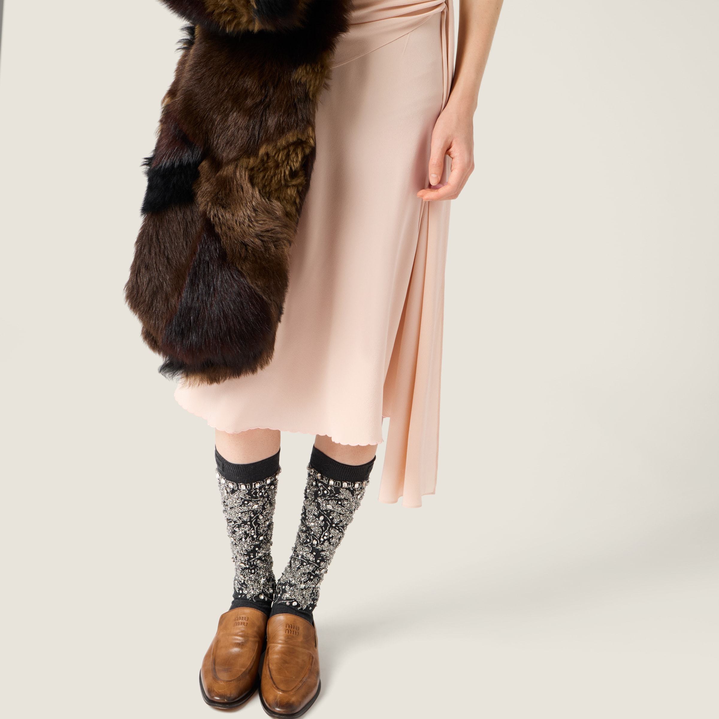 Miu Miu Two-toned Layered Dress In Neutral