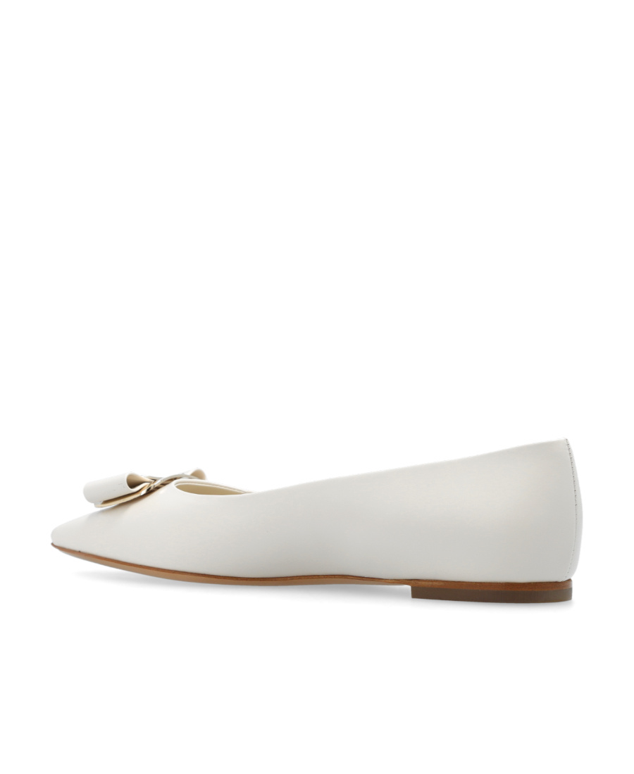 Ferragamo New Vara Plate Ballet Flat In White