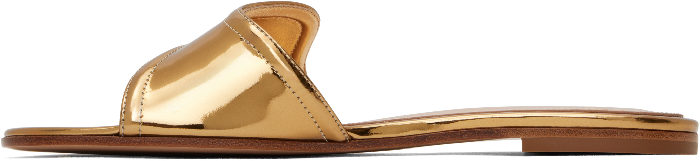 Gianvito Rossi Lucrezia Flat Slides In Gold
