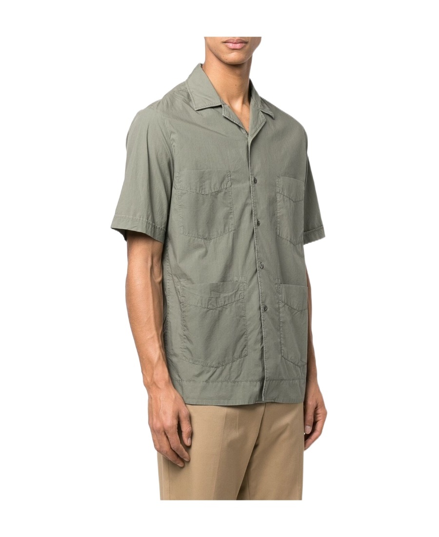 Aspesi Short-sleeved Cotton Shirt In Gray