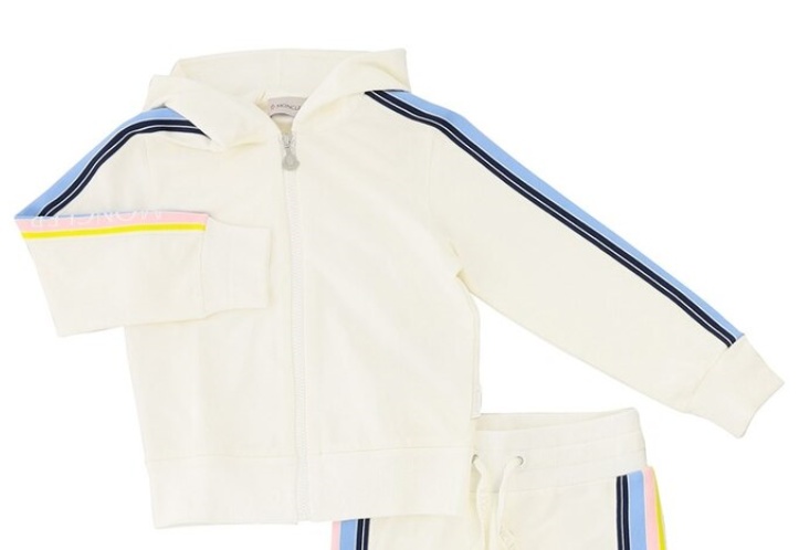 Moncler Teen Striped Panel Track Set In White