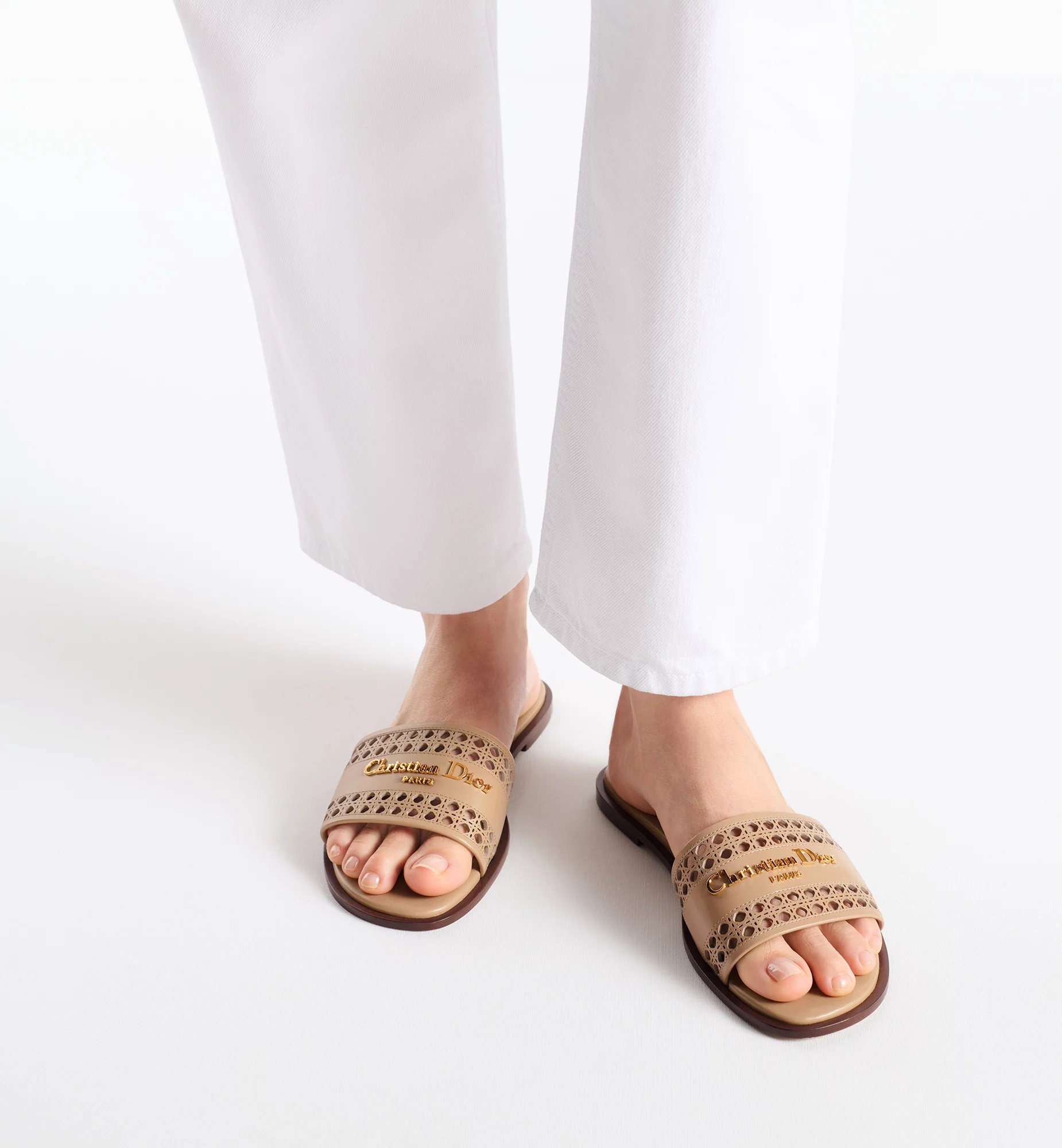 Dior Open-toed Slippers In Nude