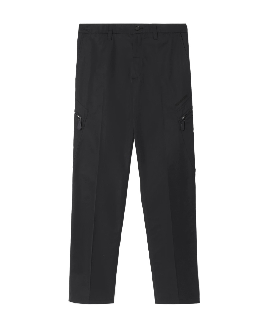 Burberry Satin-finish Multiple-pockets Tailored Trousers In Black