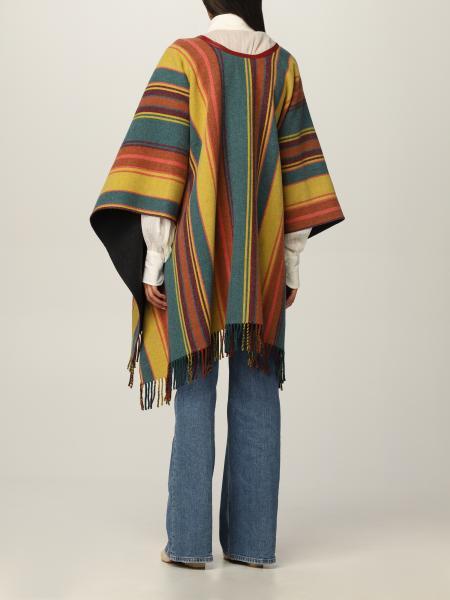 Etro Mantel Striped Wool Cloak In Multicolor