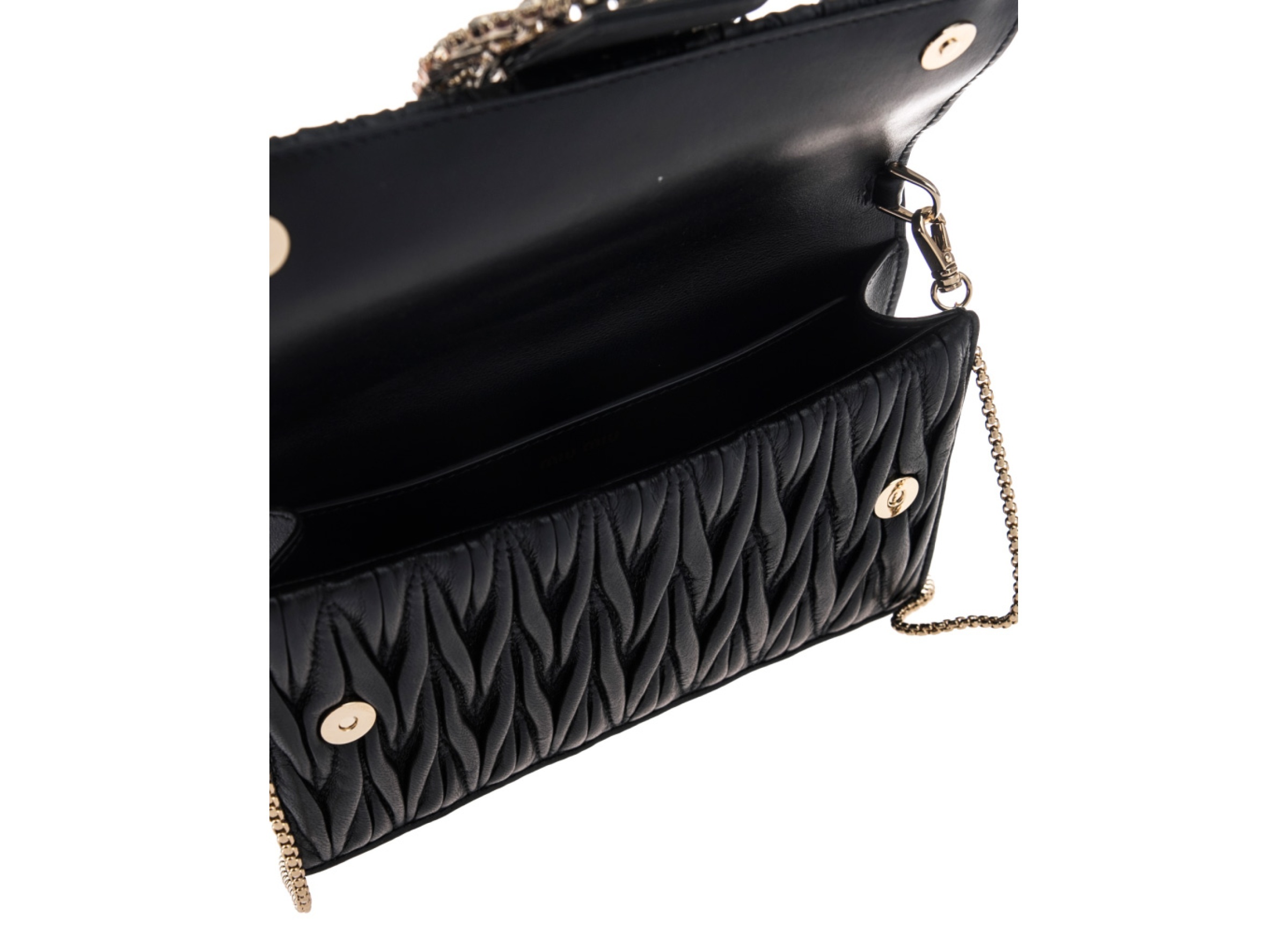 Miu Miu Matelassé Chain Shoulder Bag In Black