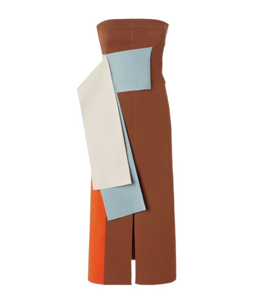 Fendi Colourblock Knitted Dress In Brown