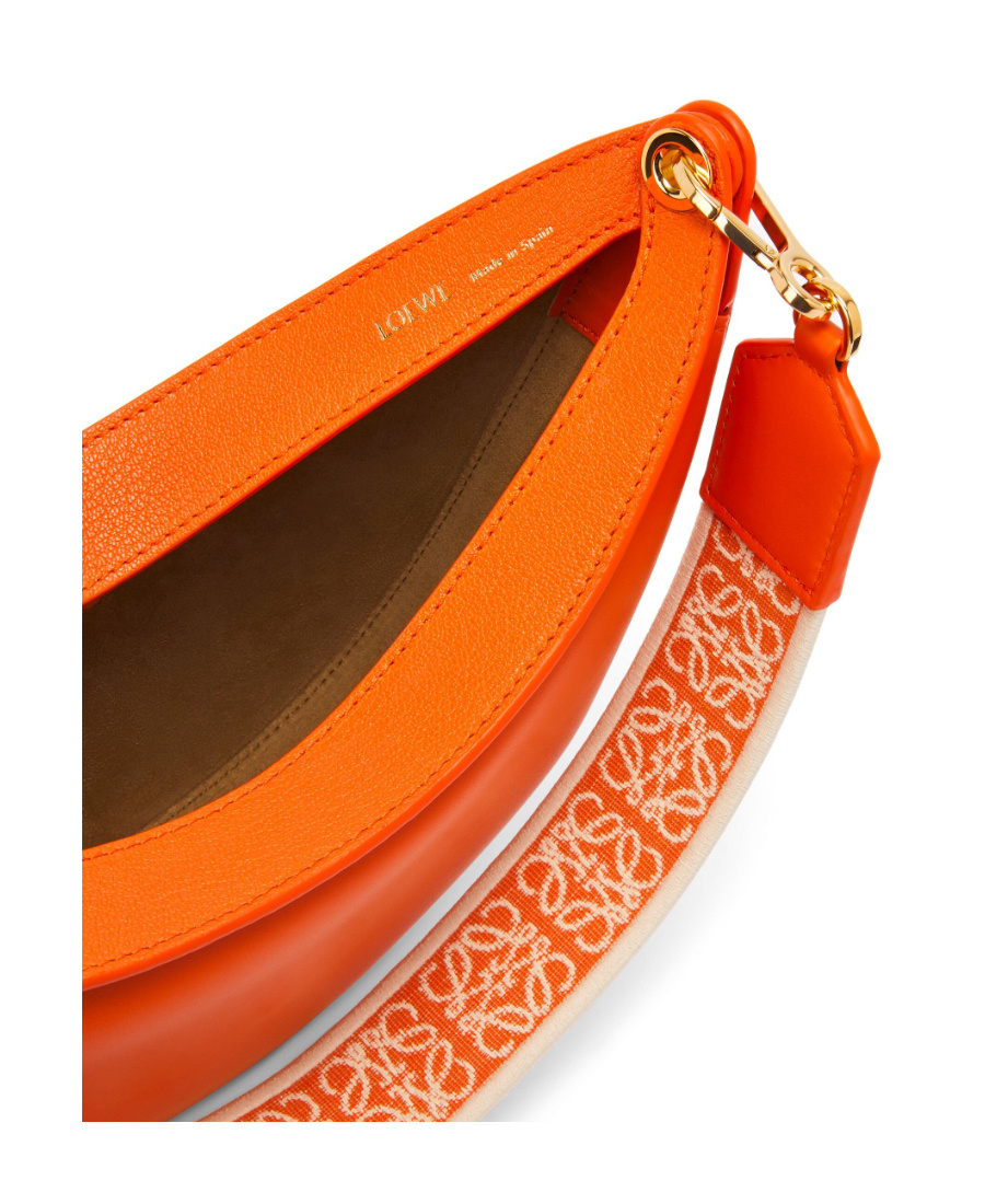 Loewe Small Luna Bag In Satin Calfskin And Jacquard In Orange