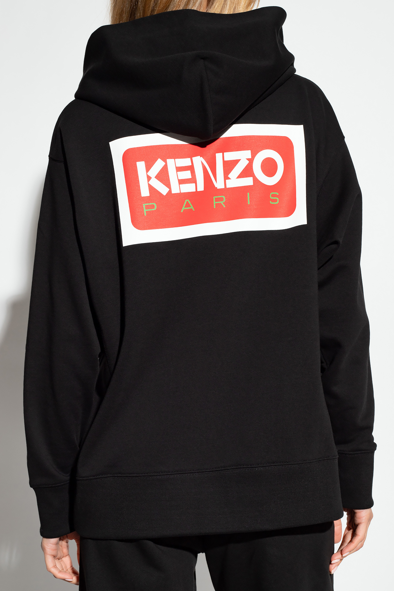 Kenzo Logo-embroidered Hoodie In Black