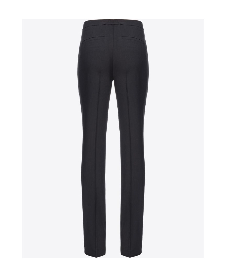 Pinko Trousers With Side Detailing And Fabric Blend In Black