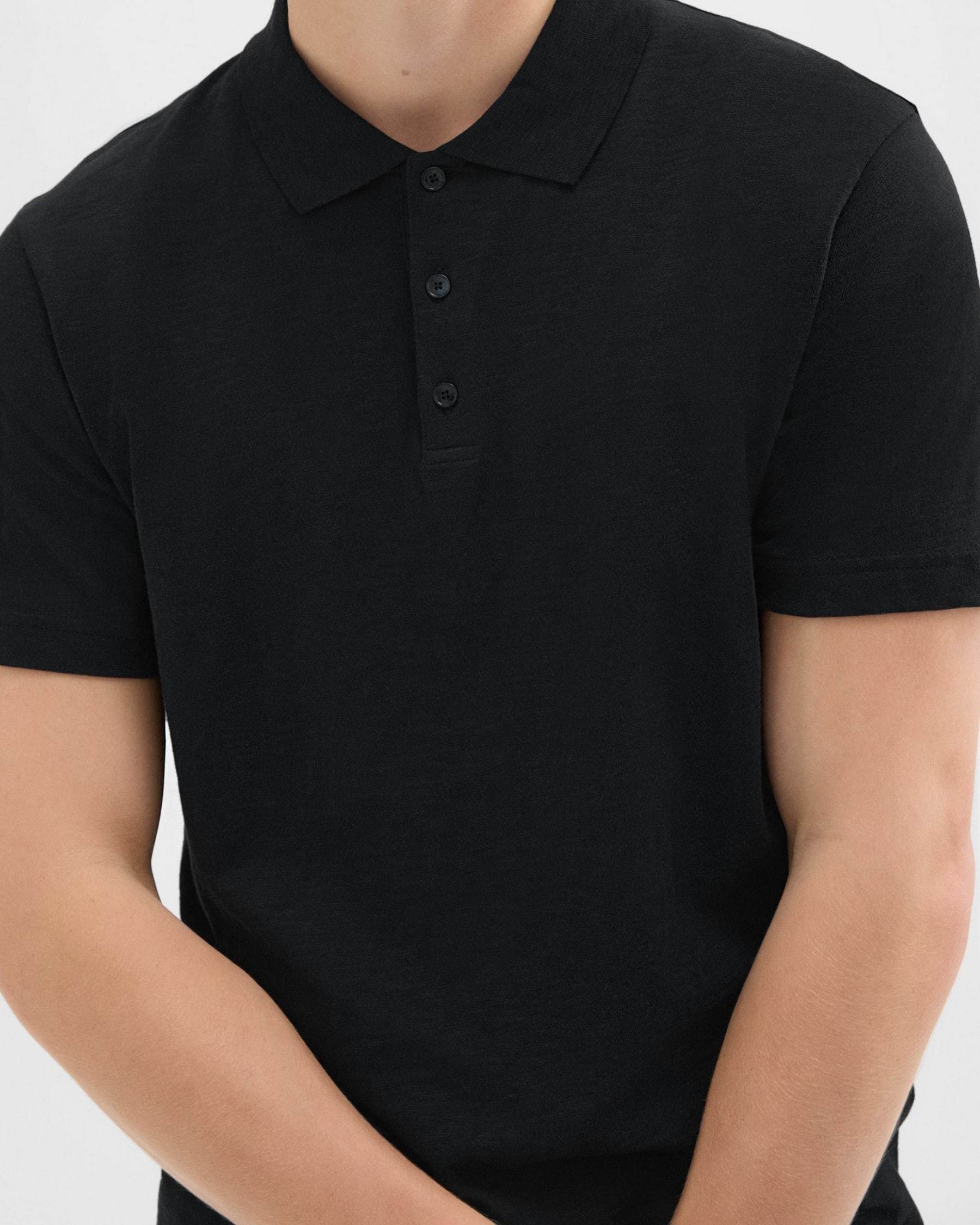 Shop Theory Button-front Short-sleeved Polo Shirt In Black